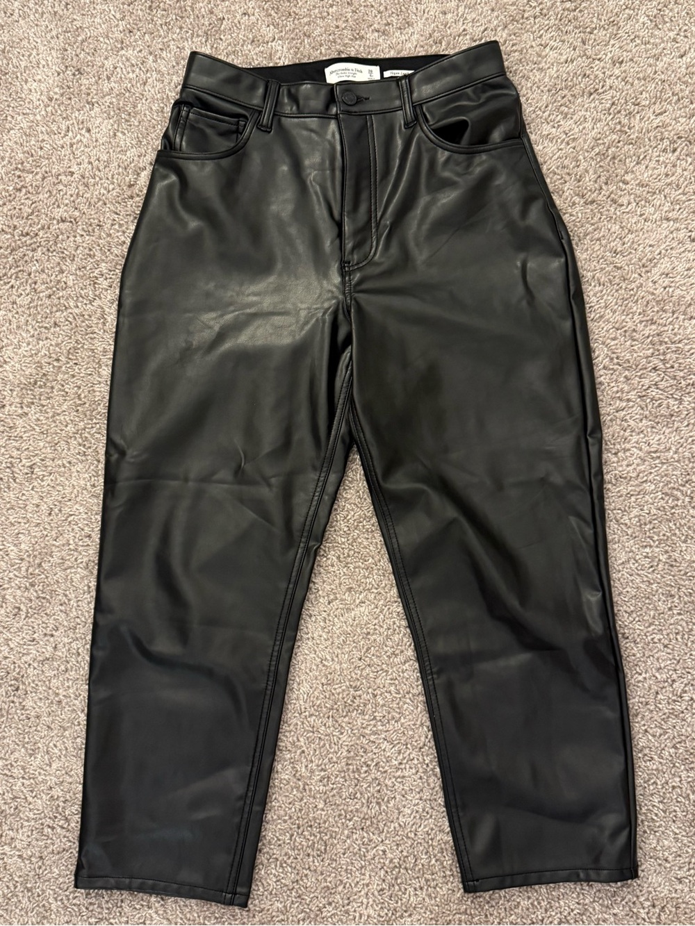 Abercrombie & Fitch Ankle Straight Ultra High Rise Curve Love Vegan Leather Pant
